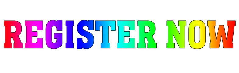 register now Rainbow multicolor logo
