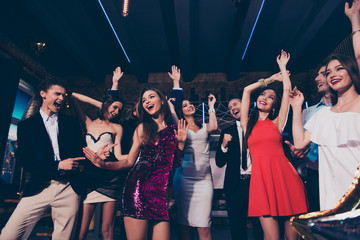 Low angle view of beautiful fabulous cool bright shiny elegant g