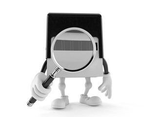 Rubber stamp character looking through magnifying glass