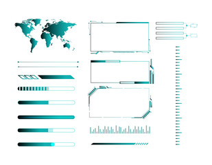 Futuristic user interface elements vector set. 