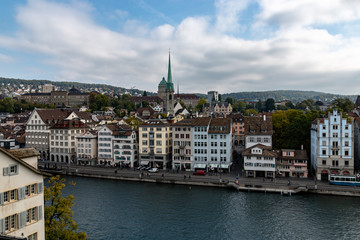 Fototapeta na wymiar View of Zurich, Switzerland from a Hilltop