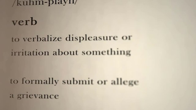 Complain Definition  