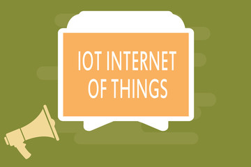 Word writing text Iot Internet Of Things. Business concept for Network of Physical Devices send and receive Data.