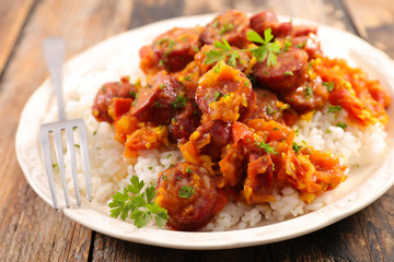 sausage with tomato and spice