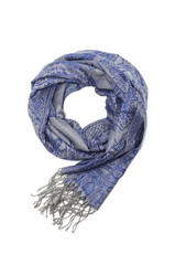 Naklejka premium blue women's scarf with pattern isolated on white