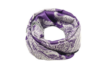 purple women's scarf with pattern isolated on white