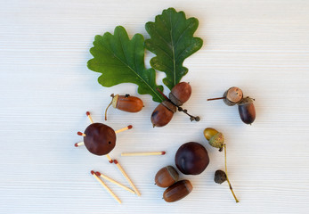 Animal figurine made of chestnuts and acorns