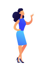 Female teacher standing and showing at something vector illustration