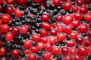 Blueberries and cranberries in fresh morse top view