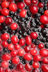 Blueberries and cranberries in fresh morse top view