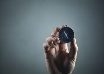 Man hand showing compass. Business concept