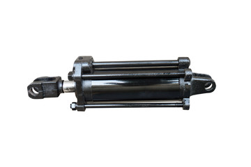 hydraulic cylinder of the tractor on isolated white background