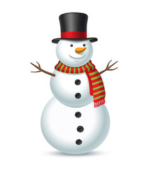 Snowman isolated on white background. Vector illustration