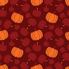Thanksgiving and autumn seamless pattern with pumpkins, colorful design,
