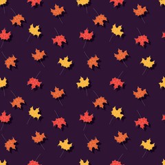 Autumn seamless pattern with floral decorative elements, colorful design