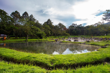 the hot springs in the nationalpark of Chae Son  north of the city of Lampang in North Thailand.