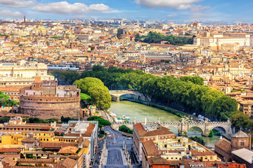 View on Castel Sant'Angelo,The Tiber and the bridges from Vatican