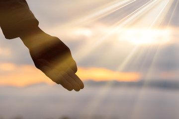 Gods hand reaching out,  Concept for assistance and love, Christian, Christianity, Catholic...