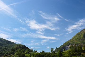 Cirrus Clouds and mountains, Spring and summer, nature and urban environment concept.