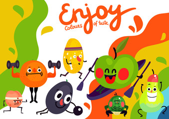 Cartoon Funny Fruits Illustration