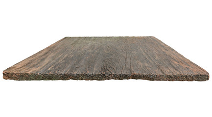 old wood table top isolated on white background