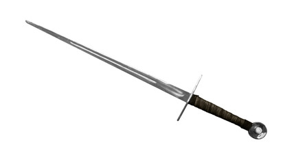 Medieval sword isolated on white.