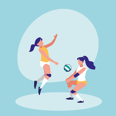 Fototapeta na wymiar women practicing volleyball isolated icon