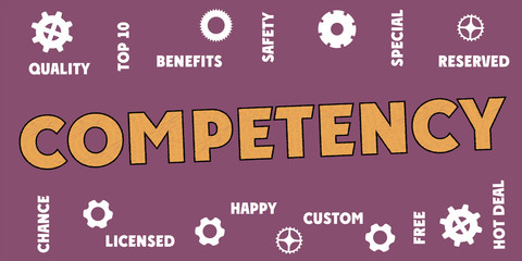 COMPETENCY Tag Word and Icons Cloud. Modern Style