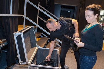 sound team preparing on the venue area