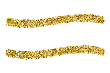 Golden frame glitter texture isolated on white.  Editable template for flyer, card, banner design, web, cover, poster.. Celebratory background. Gold explosion of confetti. 