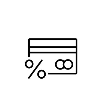 Credit Debet Card With Percent; Benefit Interest Symbol Line Black Icon