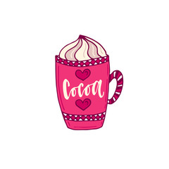 Cocoa Vector icon. Hand drawn illustration. Sticker print design.