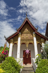Portrait view of wat Phaphay in Luang Prabang, Laos.