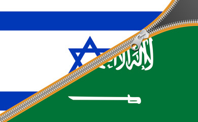 Flags of Saudi Arabia and Israel