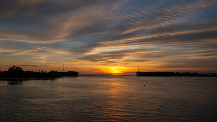 Fototapeta na wymiar Sea with sunset at evening.