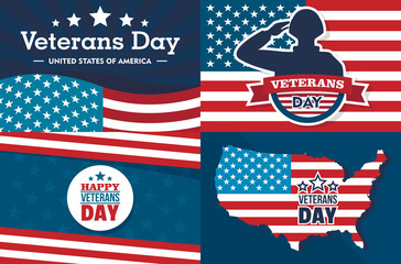 Veterans day banner set. Flat illustration of veterans day vector banner set for web design