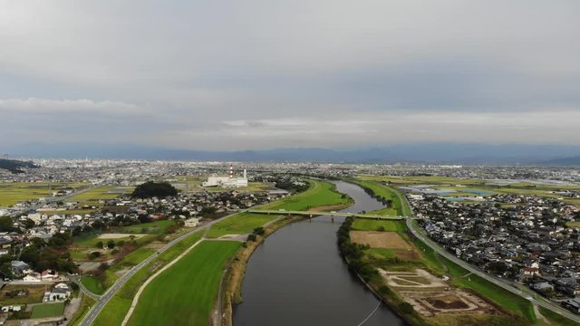 熊本市　白川河川敷の風景