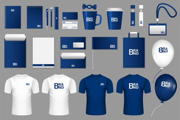 Brand mockup icon set. Realistic set of brand mockup vector icons for web design isolated on white background