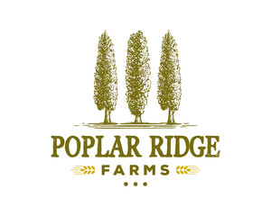 Poplar Tree on the Park for Agriculture Sign Symbol Hand Drawn Logo Vintage