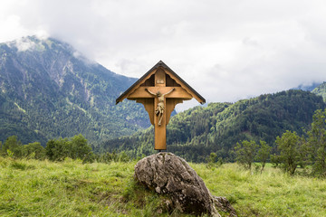 Christian wayside shrine in the Allgau. Bavaria. Germany.