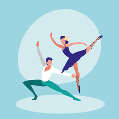 ballet dancers couple isolated icon