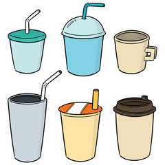 vector set of beverage cup