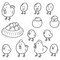 vector set of chicken and egg