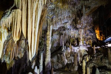 View of Stalactites and Stalagmites in Cave LES GRANDES CANALETTES