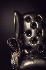 Black vintage leather armchair