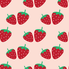 Seamless pattern design with strawberry. Vector fruit background for product design.