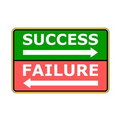 Success failure concept, road sign