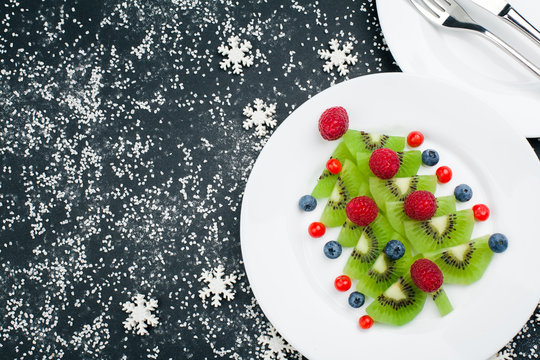 Christmas food background top view blank space for text