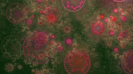 Fraktale Hintergrundgrafik - Kreise und Ringe - Variation - Pink und Dunkelgrün