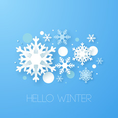 Winter design background. Origami snowfall. Vector Illustration.